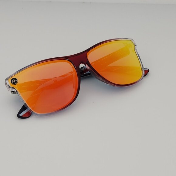 Quiksilver Round Flat Lens Sunglasses British Flag Brown Frame Orange Mirror Q25 - Picture 6 of 13